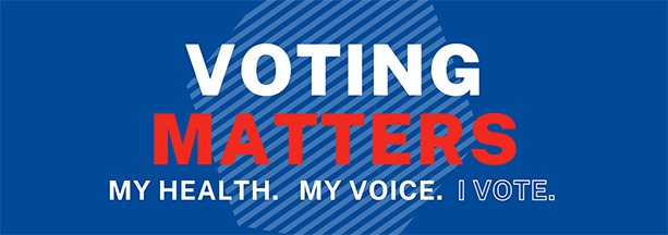 Promo graphic for the Public Health Department's Voting Matters Initiative