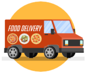 A picture of a food delivery truck