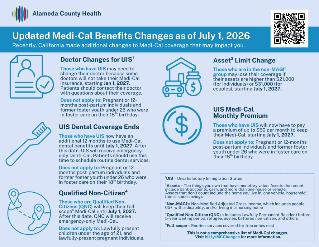 An info graphic that explains changes to Medi-Cal benefits as of July 1, 2026. 